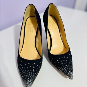 Chic Black and Silver Studded Heels